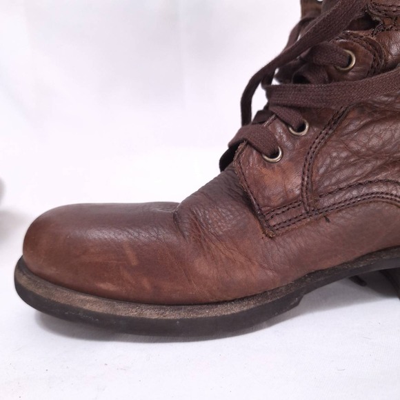 Ugg Larus Grizzly Leather Boots Shearling Lined Combat Boots Men 7.5/‎ Women 9 - Picture 11 of 12